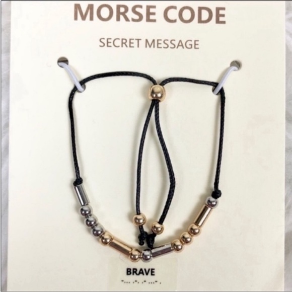 MORSE CODE secret message BRAVE bracelet NEW - Picture 1 of 5